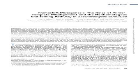 Frameshift Mutagenesis: The Roles of Primer–Template .